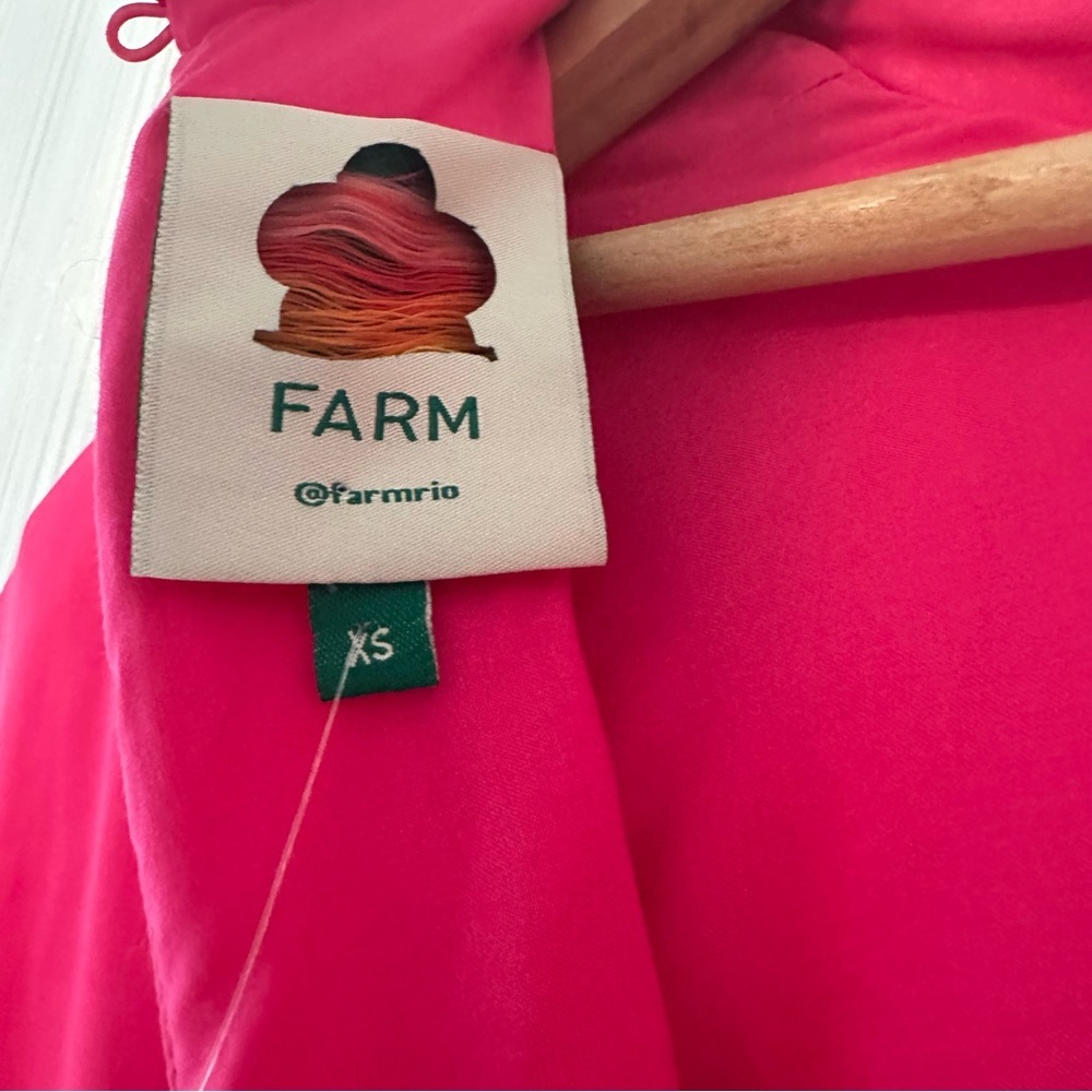 NEW! Farm Rio x Anthropologie Maxi/Midi Pink/ Long-Sleeve Cutout/Keyhole Satin - Picture 12 of 15